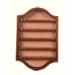 An interesting mahogany and line inlaid wall mounting thimble display cabinet, from the Estate of