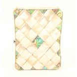 A mother-of-pearl and abalone shell visiting card case, circa 1860, side opening, in diamond