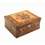 A Tunbridge ware rosewood rectangular box, the concave sides with a broad band of floral mosaic, the