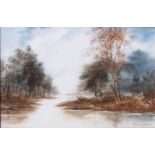 ANTHONY WALLER (b 1932) River Landscape, Watercolour, signed, 6 1/2" (16cms) x 10" (25cms).