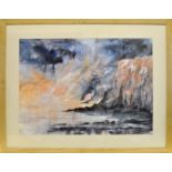 HOWARD BEDFORD; "Rocky Shoreline south of Hawsker", Watercolour and Pastel, signed, 20" (51cms) x