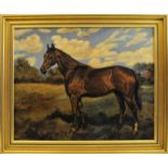 ALFONS PURTSCHER (Austria 1885-1962); "Bay Horse in a Field", Oil on Canvas, signed and dated