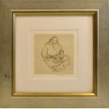 WILLIAM DENNIS DRING (1904-1990); Pencil Sketch of a mother and child. 5" (12.5cms) sq.