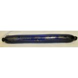 An unusually large 19th Century blue glass Rolling Pin Love Token, inscribed 'Think on Me When Far