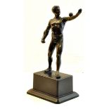 A bronzed Classical Standing Figure of an Athlete on a metal plinth, 8" (20cms) high.