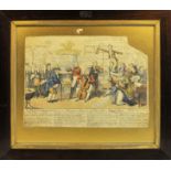 Cruikshank; an early 19th Century hand coloured Print "The Regents Harmonica" (torn) and a black and