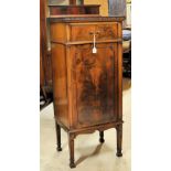 A mahogany Sheet Music Cabinet with raised back and single drawer, with cupboard under, fitted