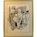 EDWARD S HYNES (1897-1982); a pen and ink Cartoon, inscribed in pencil and signed, 17" (43cms) x 14"