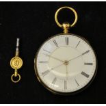 A Victorian key wind open face Pocket Watch by Roule & Rawson, Wigan, no. 3916, with white dial