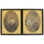A pair of Victorian oval Pastel Drawing of country scenes, signed and dated 1867. 10 1/2" (27cms)