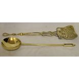 A 19th Century brass Ladle and a pierced brass skimmer.