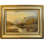 SYDNEY YATES JOHNSON (circa 1900), Lake and Mountain Landscape, Oil on Canvas, signed with a