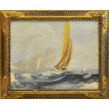 AUSTEN HAYES; "Yachts at Sea", Oil on Board, signed, 9 1/2" (23cms) x 12" (31cms).