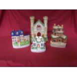 A Staffordshire Model of Stanfield Hall, a Staffordshire Pottery Model of a Castle Entrance, a