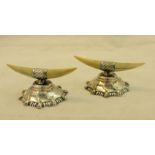 A pair of late Victorian silver and ivory Knife Rests, Sheffield 1896, maker: James Dixon & Sons.