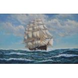 Style of MONTAGUE DAWSON; "Clipper in Full Sail", Oil on Board, 23 1/2" (59cms) x 35 1/2" (90cms).