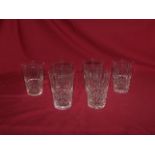 A set of six Waterford Small Tumblers of fluted design, each 3 1/2" (9cms) high.