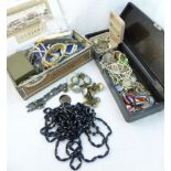 A quantity of Costume Jewellery including a Blue John Pendant, Buttons, simulated Pearls, etc.