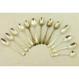 A set of six George III silver bead edge Teaspoons, maker possibly John Langlands of Newcastle,