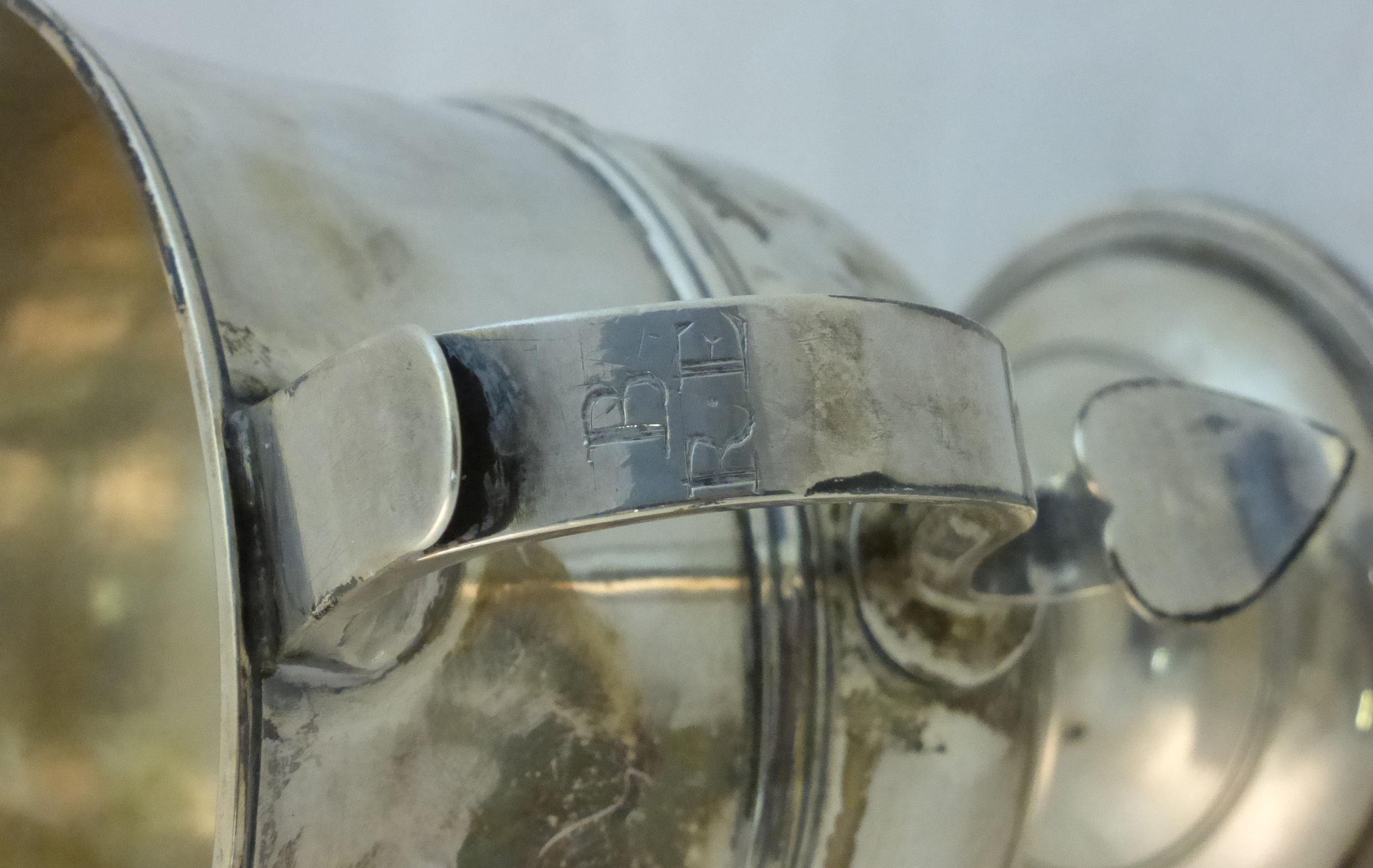 A George III silver two handled Cup with moulded girdle, on pedestal foot, engraved with initials, - Image 3 of 4