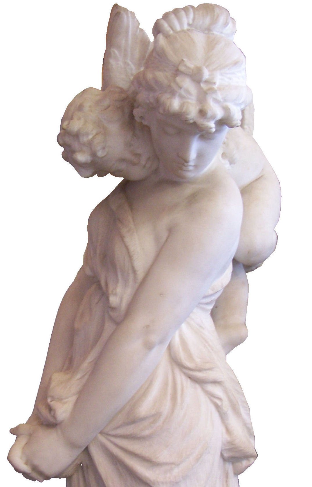 ANTONIO ROSSETTI; an Italian white marble group of Cupid and Psyche on a serpentine marble