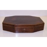 A 19th century rosewood octagonal Jewellery Box with hinged lid and boxwood and ebony strung border,