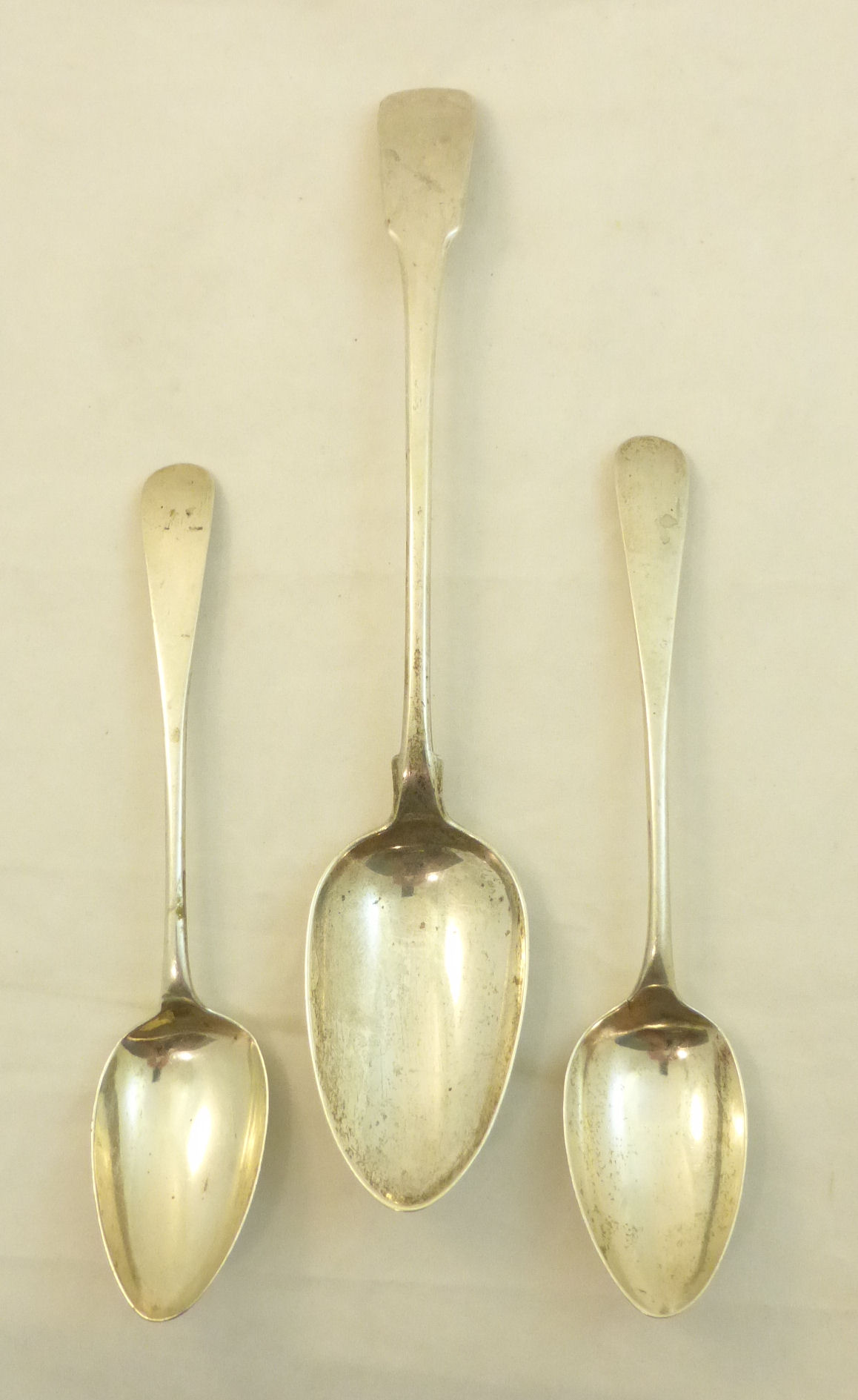 A pair of George III Scottish silver old English pattern Dessert Spoons, Edinburgh 1801, maker's