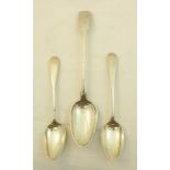 A pair of George III Scottish silver old English pattern Dessert Spoons, Edinburgh 1801, maker's