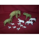 A group of three Worcester pattern Elephant Ornaments, the largest 4" (10cms) high, and a group of