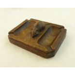 A Thompson of Kilburn "Mouseman" oak Double Ashtray with carved mouse signature.