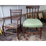 An early 19th century mahogany rail back Dining Chair and a rail back Elbow Chair.