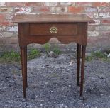 A small Georgian oak Side Table with moulded edge, single frieze drawer and on slender turned