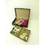 A Jewellery Box and Contents including 18ct gold dress ring (a/f), two gold cufflinks, horseshoe