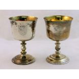 A pair of silver Goblets, the bowls engraved to commemorate the 500 year anniversary of York