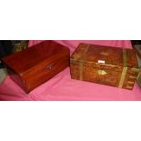 A Victorian figured walnut and brass banded Table Writing Box with fitted interior, 16" (41cms)