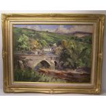 ANGUS RANDS; "Kettlewell", Oil on Canvas, signed, 17 1/2" (44cms) x 24" (61cms).