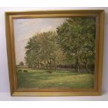 ERNEST FORBES; Rural Landscape with cattle, Oil on Canvas, signed, 17 1/2" (44cms) x 20" (51cms),