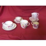 A Victorian Moustache Cup inscribed "J Parkinson, 1882", a pink lustre Cup and Saucer, and various