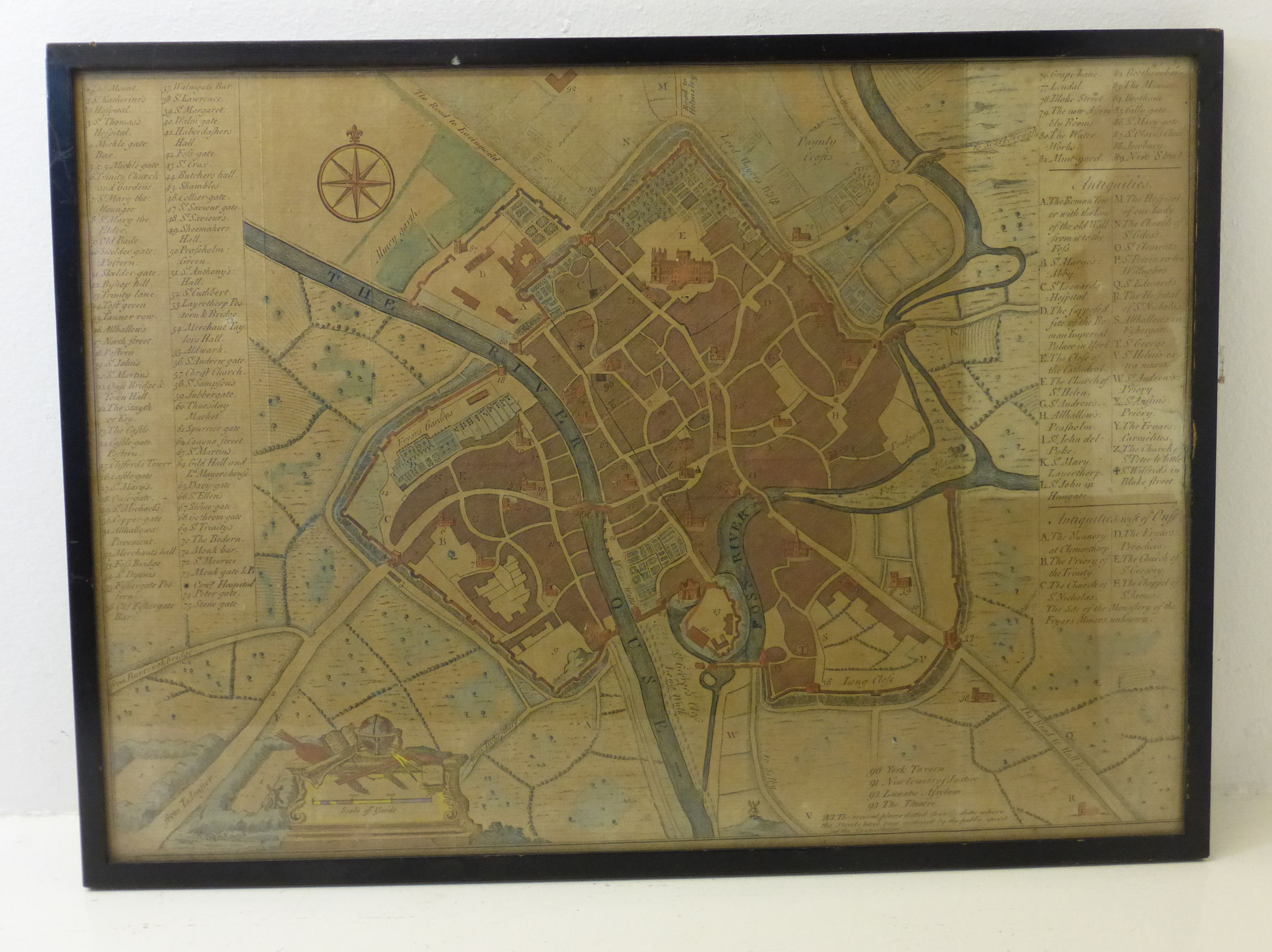 An antique Hand Coloured Map of the boundaries of the City of York and the District of Ainsty, - Image 2 of 2