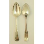 A pair of George III Scottish silver fiddle pattern Tablespoons, Edinburgh 1812, maker: AR in