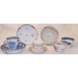 An 18th Century Caughley blue and white Tea Bowl, a Newhall tea bowl, a continental small cup and