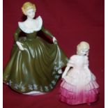 A Royal Doulton Figure "Geraldine" HN2348, withdrawn 1976, and another "Rose" HN1368, withdrawn