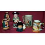 A pair of Royal Doulton Character Jugs "Honest Measure", a Beswick Character Jug "Toby Philpott",