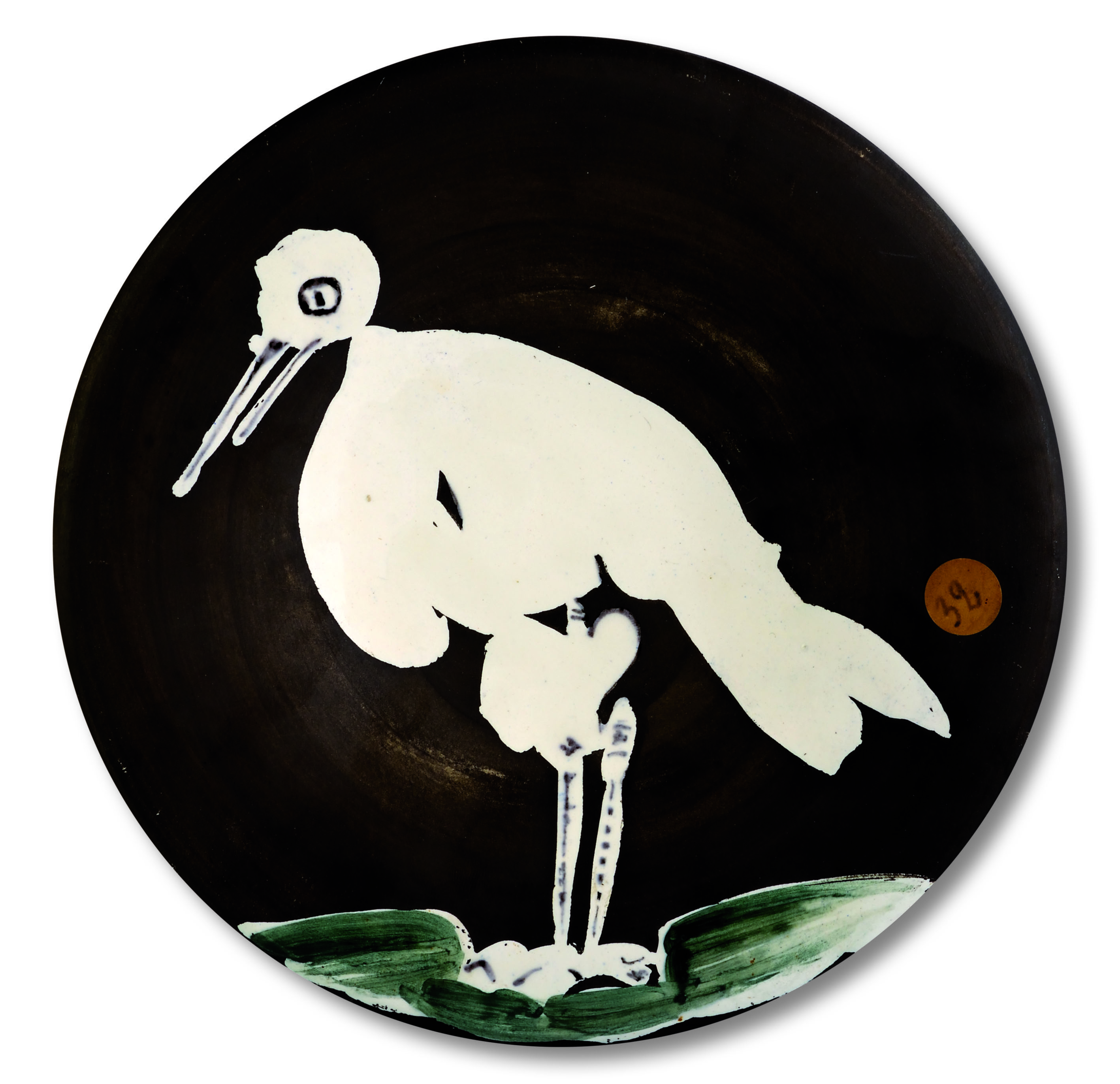 Pablo Picasso (1881-1973) Oiseau n° 83 Round plate. White Faenza clay