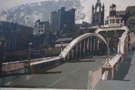 Norman Wade print, "Newcastle upon Tyne" limited edition 1/60 signed in pencil.41 cm x 62 cm