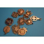 Ten various silver fobs.Weight 110 grams - 3.5 oz