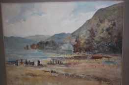 T. HarrisonWatercolourSigned'Landscape with hills by the lakeside'28 cm x 38 cm