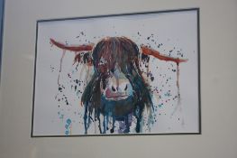 Ed KagimuWatercolourSigned"Highland Bull"20 cm x 28 cm