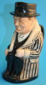 A Toby jug "Winston Churchill" factory sample, colour variation, wearing a beige and black striped