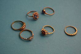 Five various 9ct gold dress rings.Total weight 5.7 grams